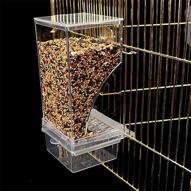 Acrylic No Mess Bird Feeders Automatic Parrot Feeder Drinker Food Container for Perch Budgerigar Parakeets Bird Cage Accessories