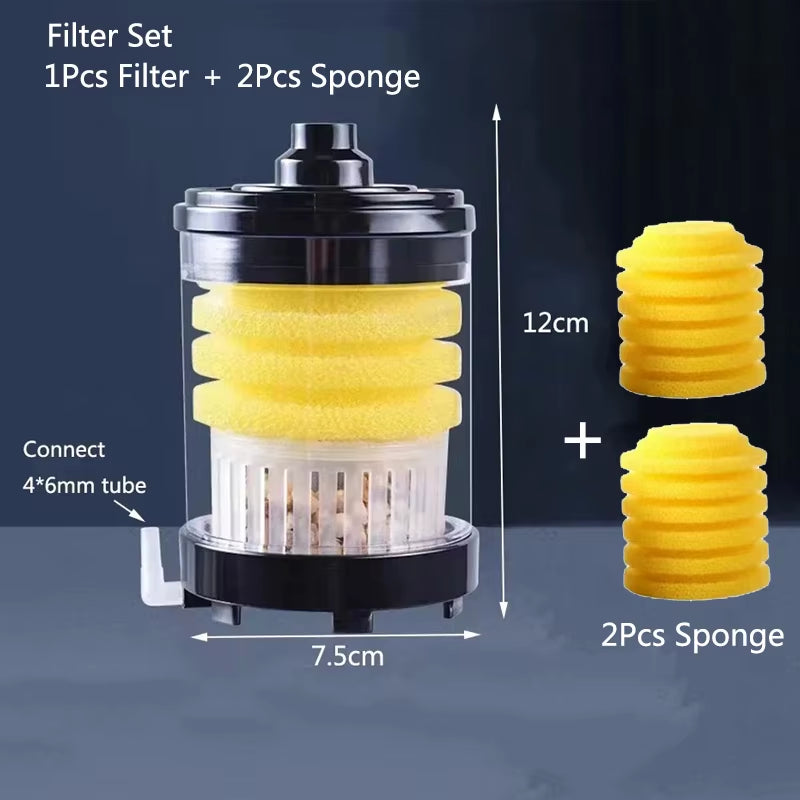 Aquarium Waste Collector & Filter – Fish Poop Suction Cleaner with Biochemical Sponges, Media Balls & Oxygen Booster for Crystal Clear Tanks