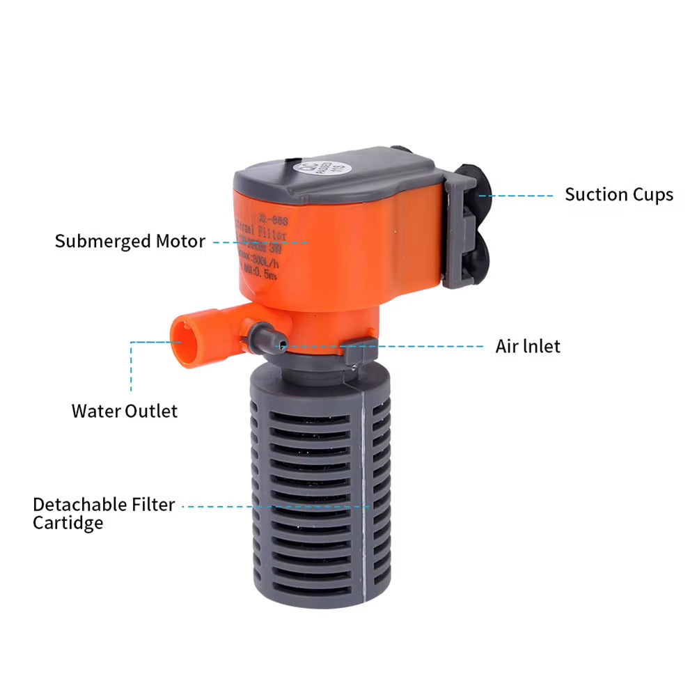 3W 5W Mini Aquarium 3 in 1 Internal Pump Fish Tank Filter Water Circulation Pump