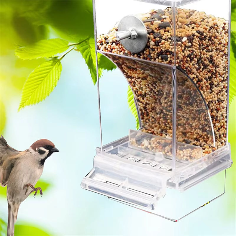 Acrylic No Mess Bird Feeders Automatic Parrot Feeder Drinker Food Container for Perch Budgerigar Parakeets Bird Cage Accessories