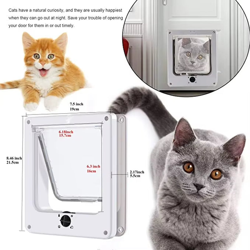 Cat Flap Door Durable Indoor/Outdoor Pet Door for Cats & Small Dogs Weatherproof Easy Install