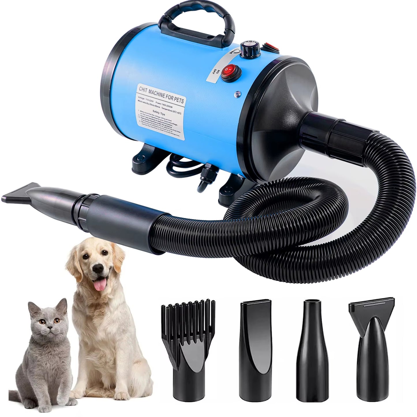 High-Power 2800W Pet Grooming Dryer – Adjustable Speed & Temperature Dog Blow Dryer for Fast Drying – Professional Hair Dryer for Dogs & Cats