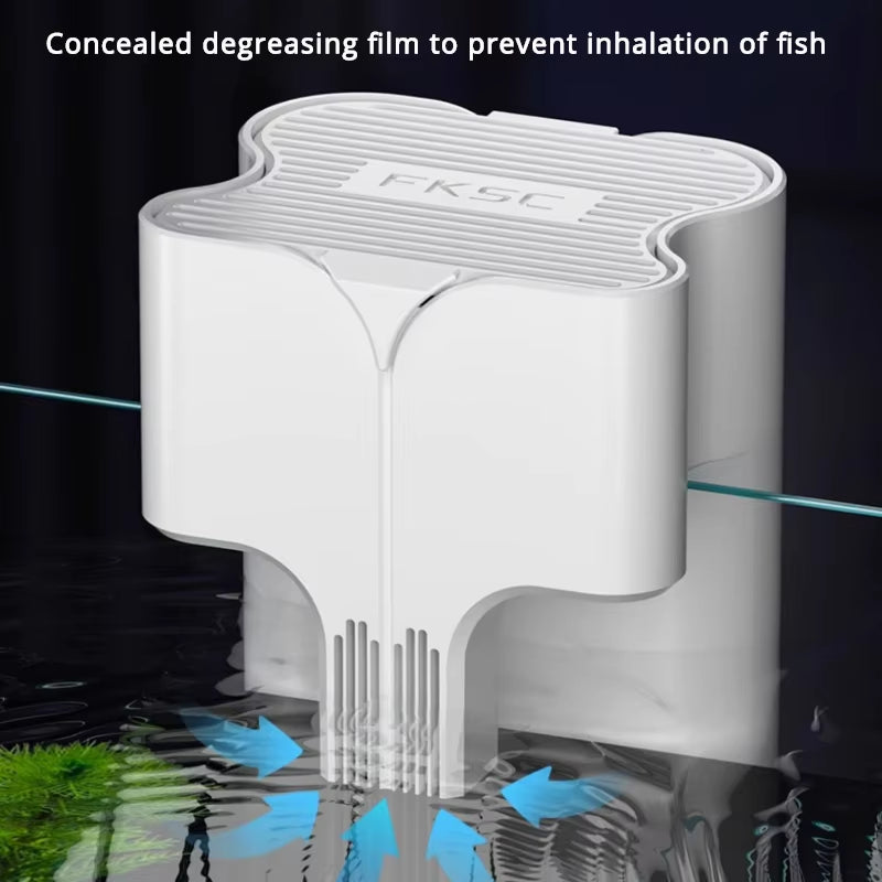 Small Medium Aquarium Waterfall Wall Mounted Filtration Filter Adjustable Flow Surface Skimmer Fish Tank Waterfall Oxygenation