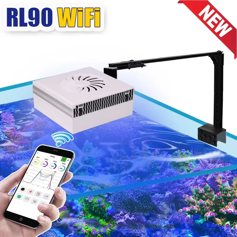 RL90 100W WiFi LED Aquarium Light – Full Spectrum Reef Lighting for SPS/LPS Corals & Saltwater Marine Fish Tanks