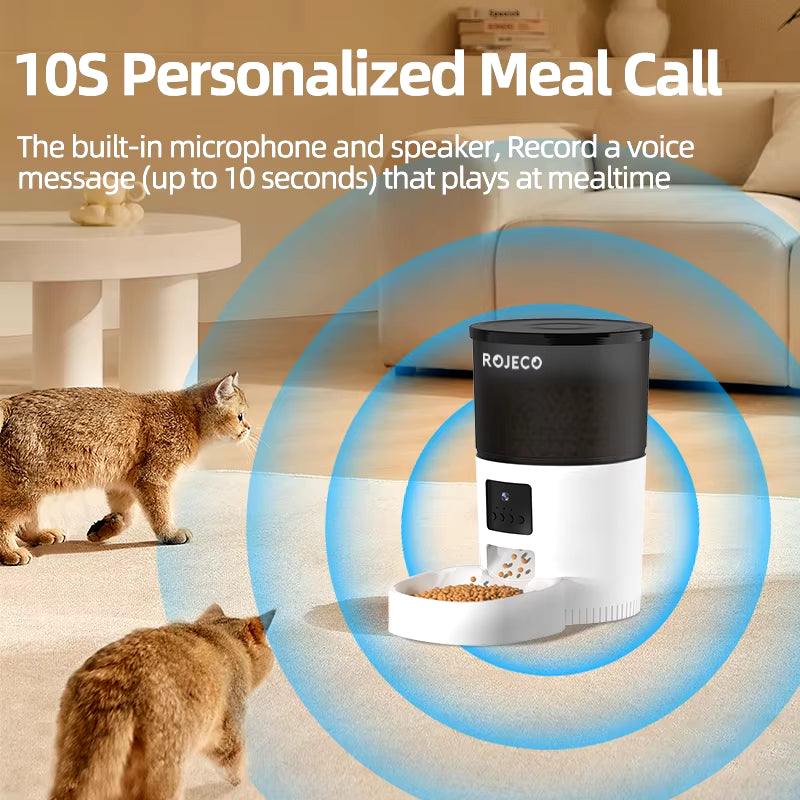 Smart Automatic Cat Feeder with HD Camera & App Control – WiFi Pet Food Dispenser with Voice Recorder & Remote Feeding for Cats & Dogs