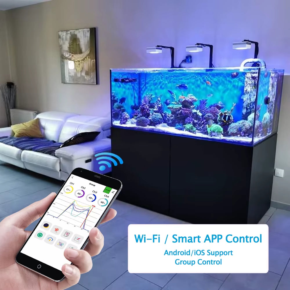 RL90 100W WiFi LED Aquarium Light – Full Spectrum Reef Lighting for SPS/LPS Corals & Saltwater Marine Fish Tanks