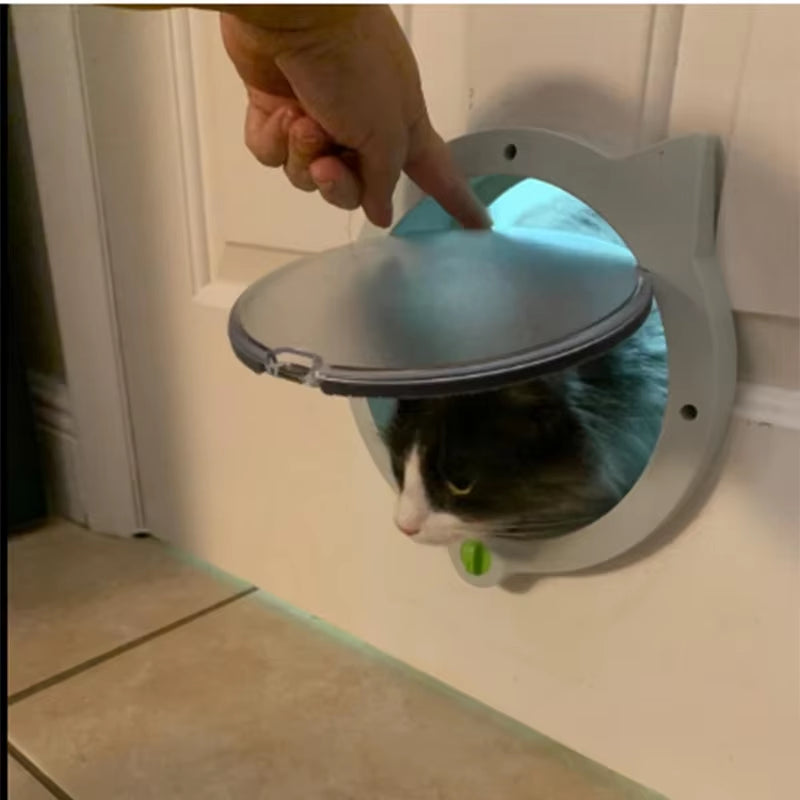 Cat Door with 4 Way Locking Cat Flap for Interior Doors/ Exterior Doors Wall/Hidden Cat Litter Box, Lockable Safe Flap