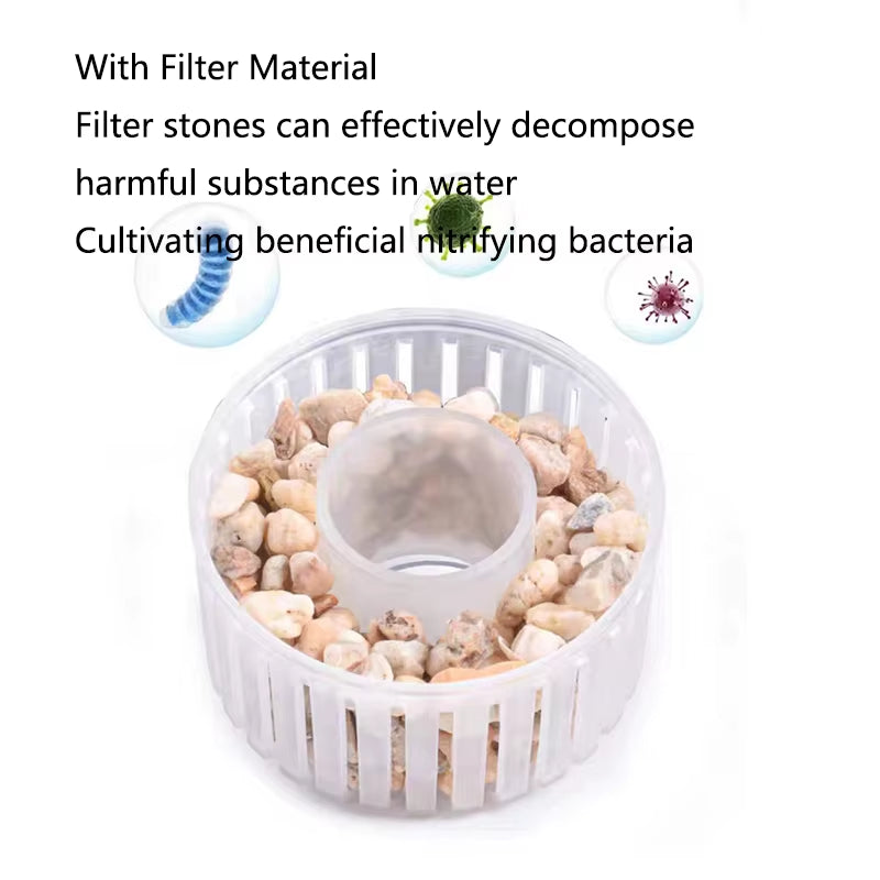 Aquarium Waste Collector & Filter – Fish Poop Suction Cleaner with Biochemical Sponges, Media Balls & Oxygen Booster for Crystal Clear Tanks