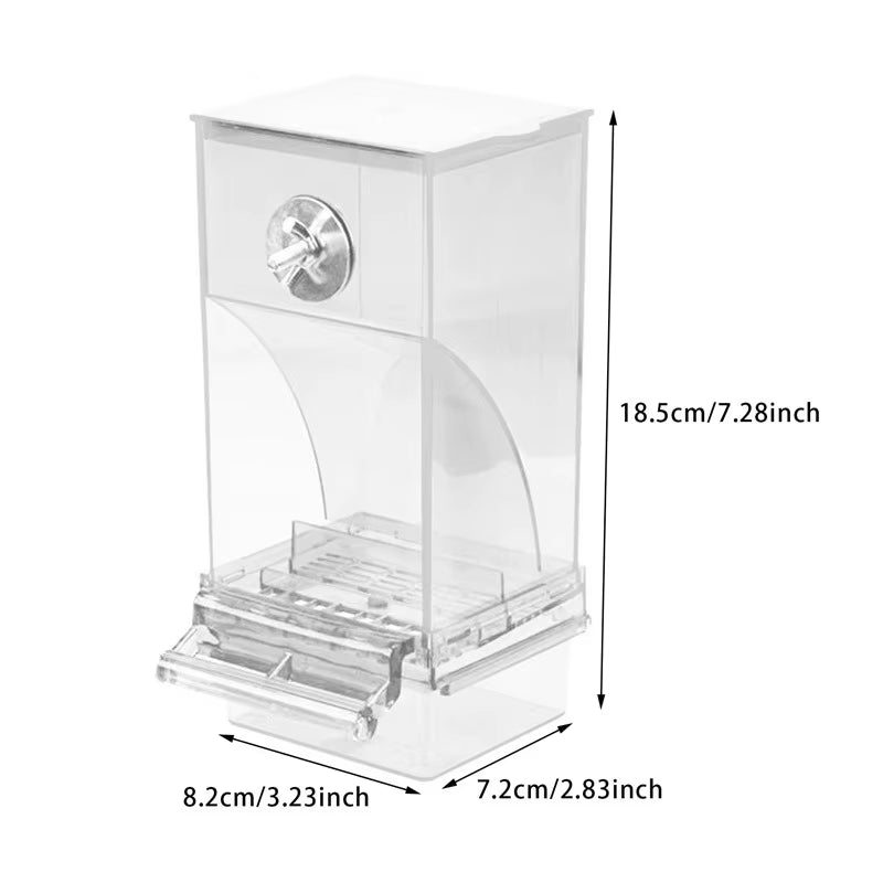 Acrylic No Mess Bird Feeders Automatic Parrot Feeder Drinker Food Container for Perch Budgerigar Parakeets Bird Cage Accessories