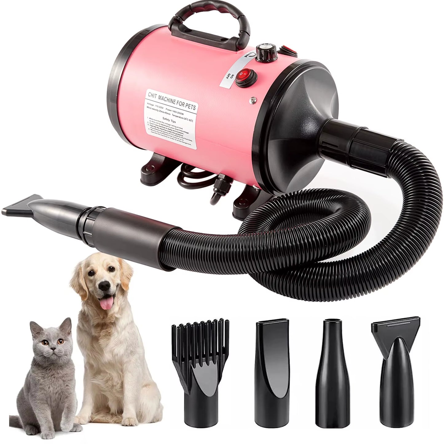 High-Power 2800W Pet Grooming Dryer – Adjustable Speed & Temperature Dog Blow Dryer for Fast Drying – Professional Hair Dryer for Dogs & Cats