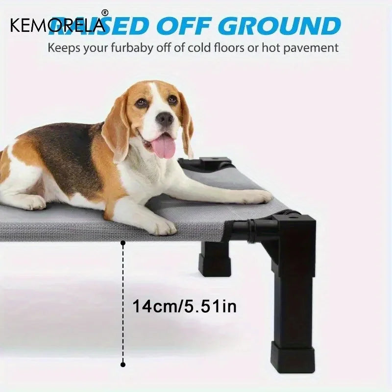 Large Elevated Dog Bed with Detachable Canopy Portable Indoor & Outdoor Pet Cot for Camping & Beach Fabric for Medium/Small Dogs