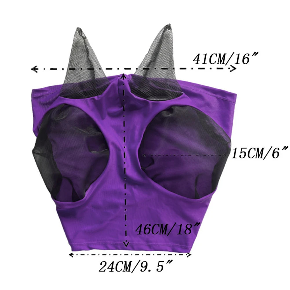 Anti Fly Stretchy Knitted Mesh Mask Breathable Fly Mask Bonnet Net Ear Protection Equine Mask Horse Riding Equestrian Equipment