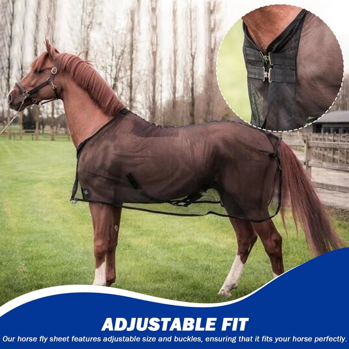 Caparison  Protective Tear-Resistant Mesh Horse Fly Sheet Comfy Equine Summer Sheet Breathable and UV