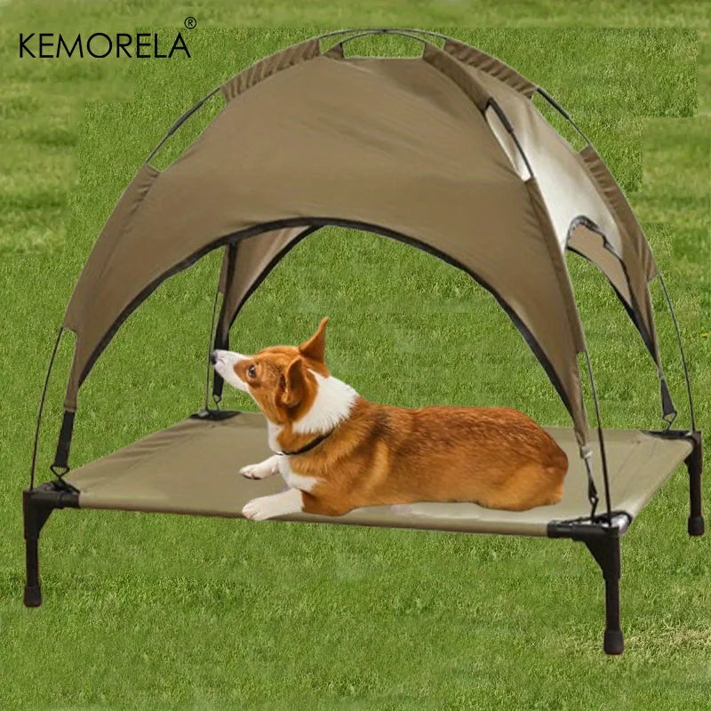 Large Elevated Dog Bed with Detachable Canopy Portable Indoor & Outdoor Pet Cot for Camping & Beach Fabric for Medium/Small Dogs