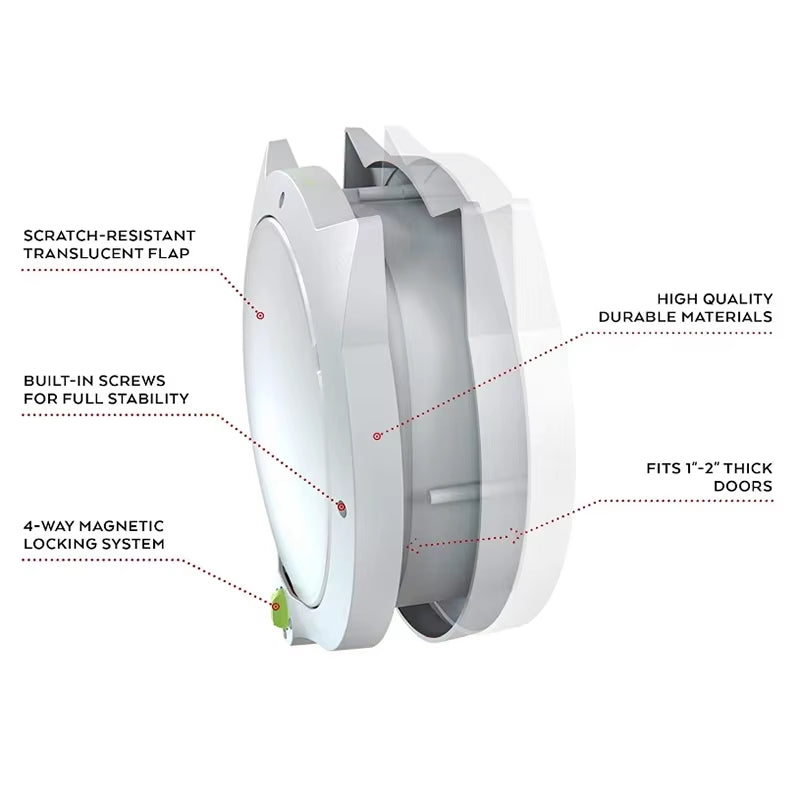 Cat Door with 4 Way Locking Cat Flap for Interior Doors/ Exterior Doors Wall/Hidden Cat Litter Box, Lockable Safe Flap