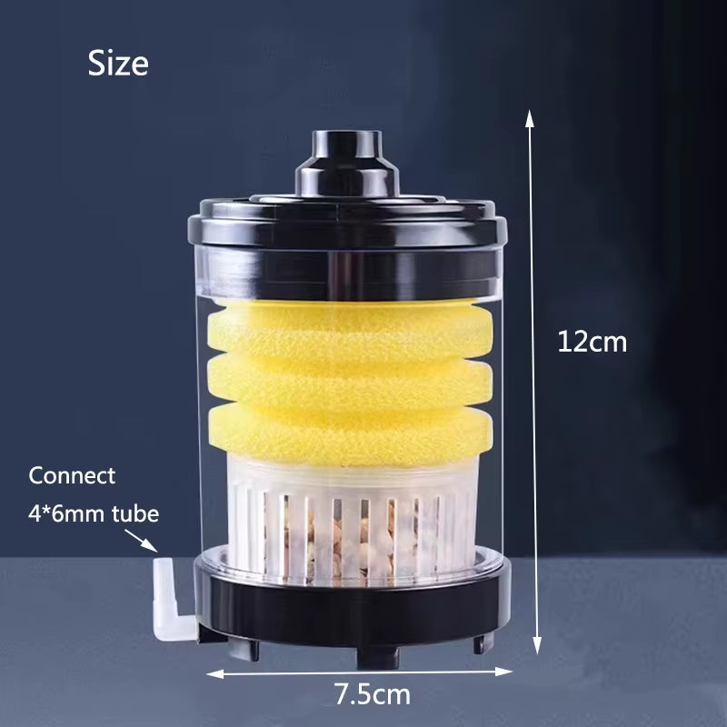 Aquarium Waste Collector & Filter – Fish Poop Suction Cleaner with Biochemical Sponges, Media Balls & Oxygen Booster for Crystal Clear Tanks