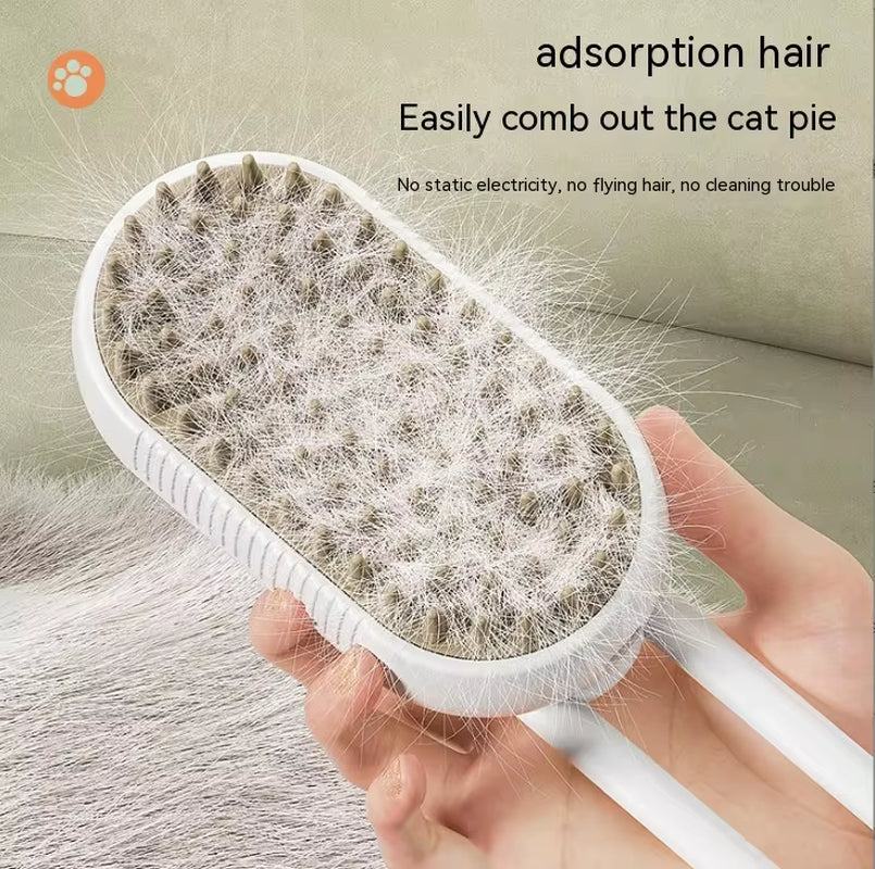Groom & Glow™ Pet Spray Comb – Electric De-Shedding & Massage Brush for Cats & Dogs | One-Touch Mist, Hair Removal & Anti-Static Care