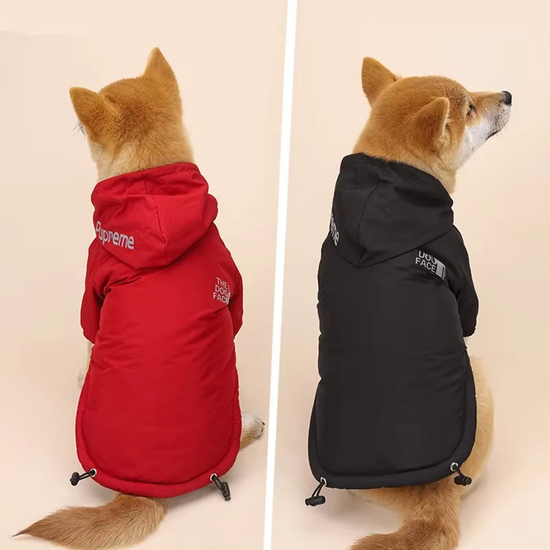 Waterproof Dog Coat with Reflective Strips – Warm Cotton Hoodie Jacket for Dogs & Cats – Winter & Autumn Pet Clothing