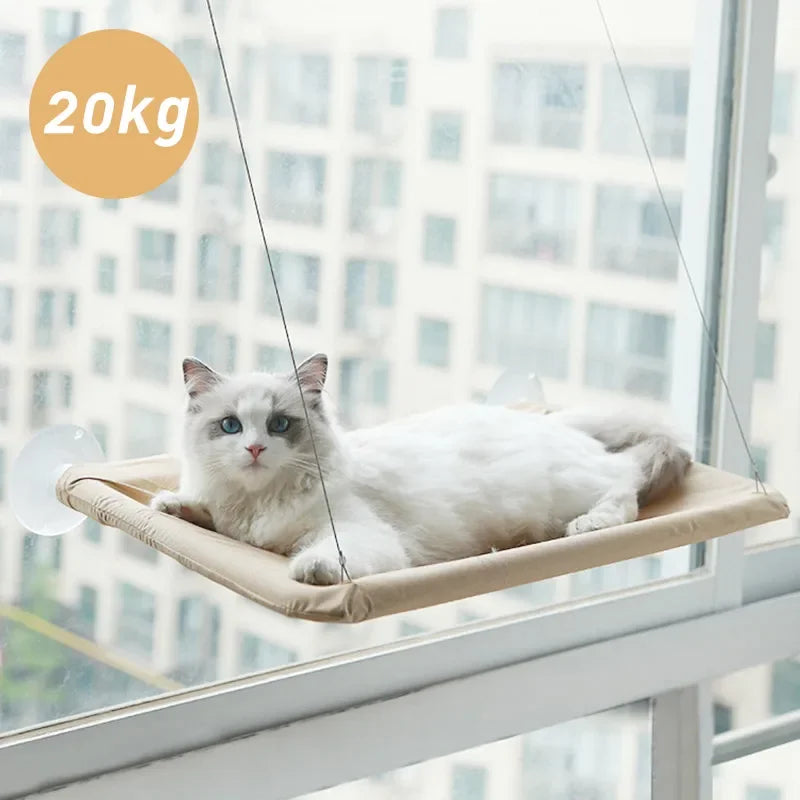 20KG Window Mounted Cat Hammock – Hanging Cat Bed & Climbing Seat for Sunbathing | Space-Saving Perch for Kittens & Small Pets
