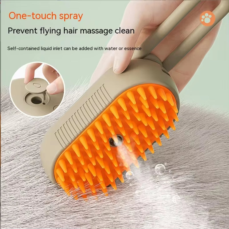 Groom & Glow™ Pet Spray Comb – Electric De-Shedding & Massage Brush for Cats & Dogs | One-Touch Mist, Hair Removal & Anti-Static Care
