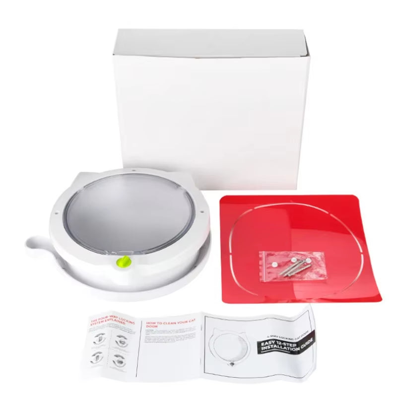 Cat Door with 4 Way Locking Cat Flap for Interior Doors/ Exterior Doors Wall/Hidden Cat Litter Box, Lockable Safe Flap