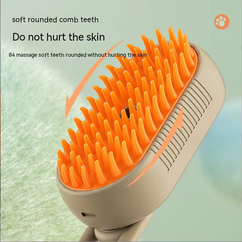 Groom & Glow™ Pet Spray Comb – Electric De-Shedding & Massage Brush for Cats & Dogs | One-Touch Mist, Hair Removal & Anti-Static Care
