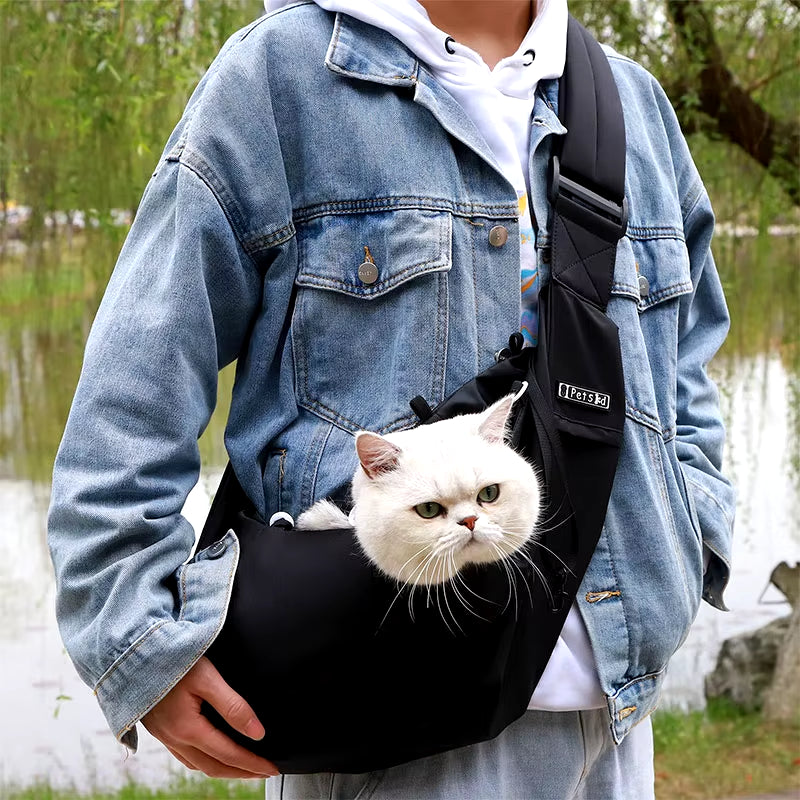 Pet Dog Sling Carrier Bag Outdoor Portable Shoulder Messenger Bag Cat Walking Bag for Puppy Kitten Nylon Pets Handbag