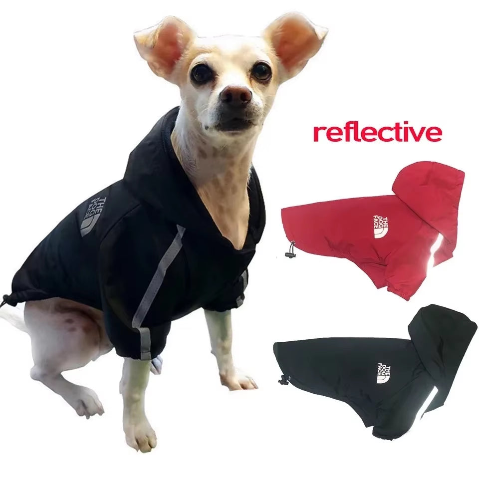 Waterproof Dog Coat with Reflective Strips – Warm Cotton Hoodie Jacket for Dogs & Cats – Winter & Autumn Pet Clothing