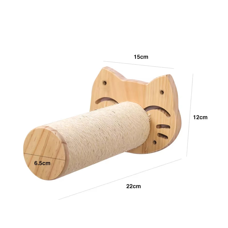 Wall-Mounted Cat Tree Set – Wooden Cat Shelves with Scratching Post, Hammock, Rope Ladder & Jumping Platform for Indoor Cats