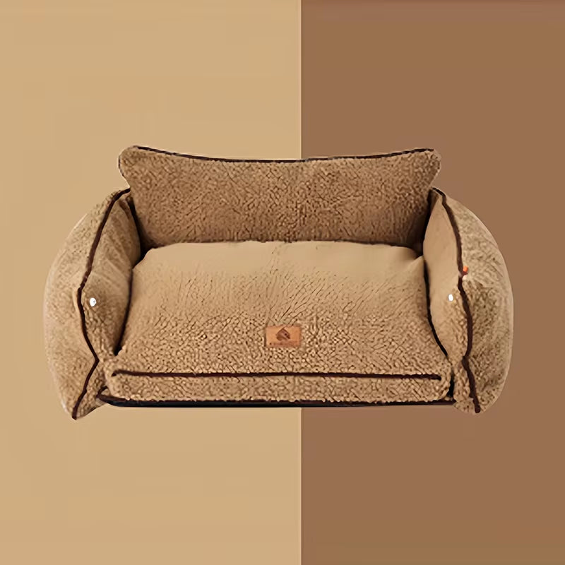 Berber Fleece Dog Bed – Thick, Ultra-Soft Sofa-Style Pet Bed for Cats & Small Dogs | Detachable & Washable with PP Cotton Filling