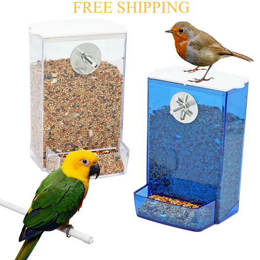 Automatic No-Spill Bird Feeder – Hanging Food Dispenser for Parrots, Budgies, Quails, Cockatiels & Conures