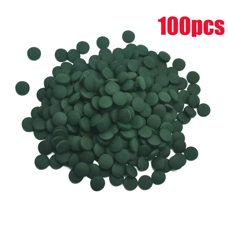 100pcs High-Purity Spirulina Tablets – Nutrient-Rich Seaweed Food for Fish, Crystal Red Shrimp & Aquarium Pets