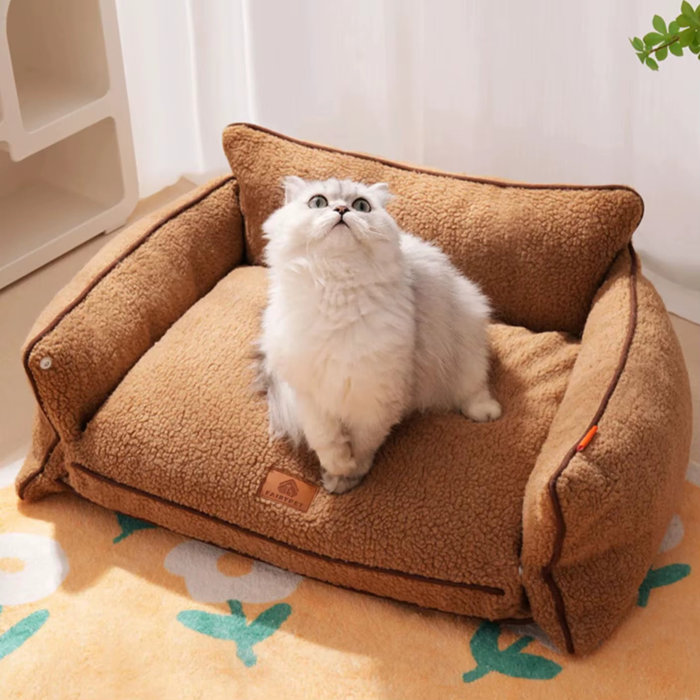 Berber Fleece Dog Bed – Thick, Ultra-Soft Sofa-Style Pet Bed for Cats & Small Dogs | Detachable & Washable with PP Cotton Filling