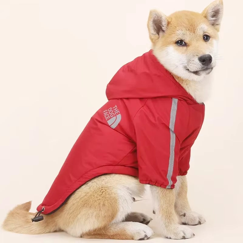Waterproof Dog Coat with Reflective Strips – Warm Cotton Hoodie Jacket for Dogs & Cats – Winter & Autumn Pet Clothing