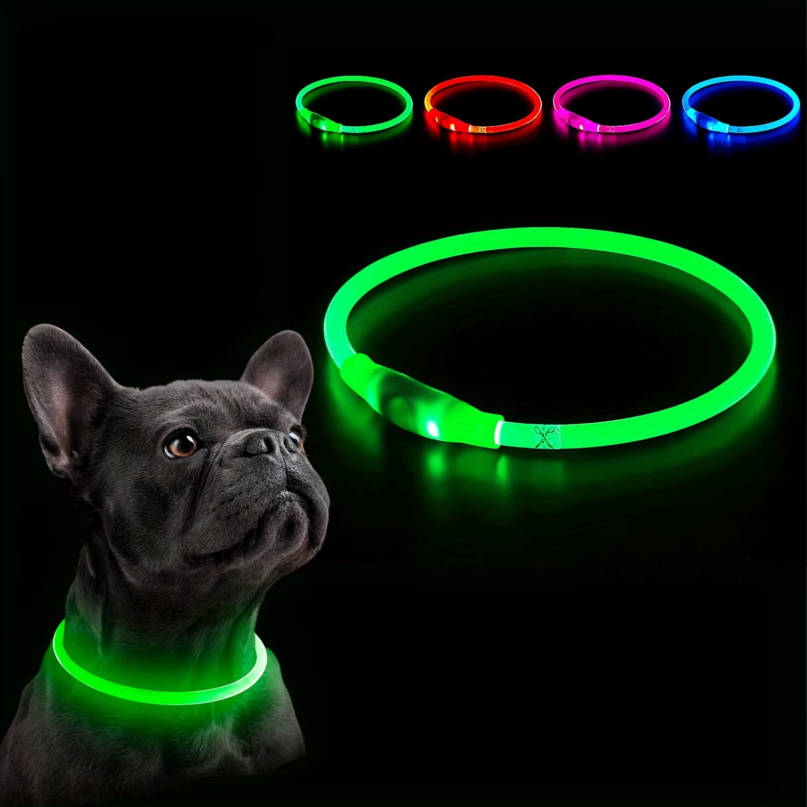 LED Light-Up Dog Collar – USB Rechargeable, Glow-in-the-Dark, Anti-Lost Safety Necklace for Pets