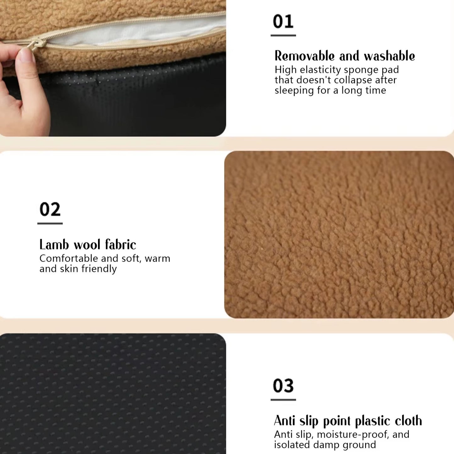Berber Fleece Dog Bed – Thick, Ultra-Soft Sofa-Style Pet Bed for Cats & Small Dogs | Detachable & Washable with PP Cotton Filling