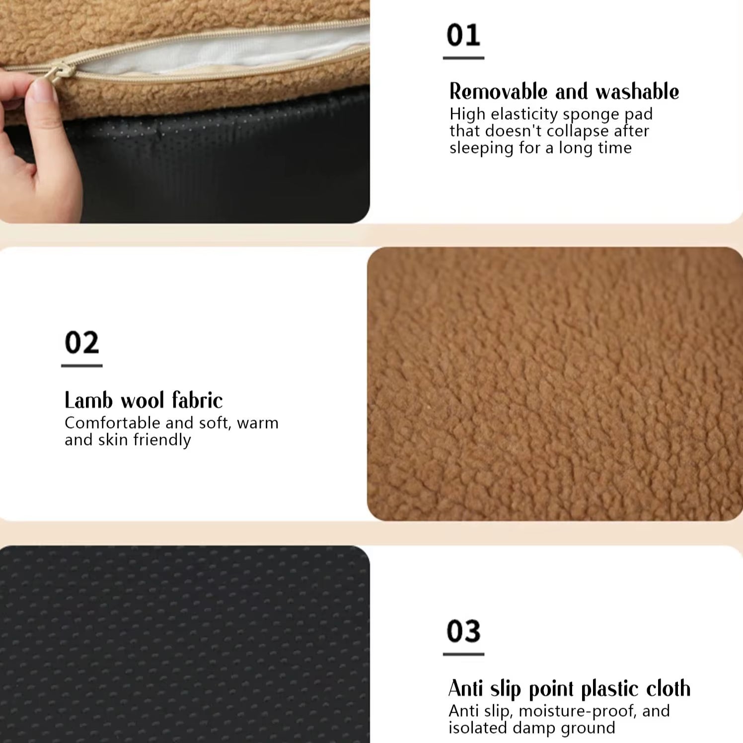 Berber Fleece Dog Bed – Thick, Ultra-Soft Sofa-Style Pet Bed for Cats & Small Dogs | Detachable & Washable with PP Cotton Filling