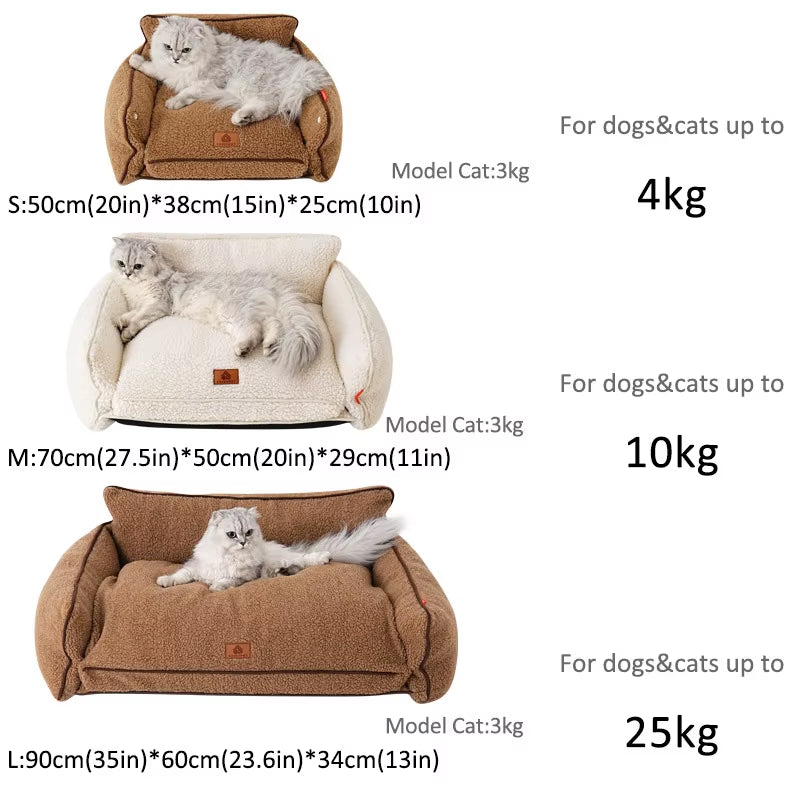 Berber Fleece Dog Bed – Thick, Ultra-Soft Sofa-Style Pet Bed for Cats & Small Dogs | Detachable & Washable with PP Cotton Filling