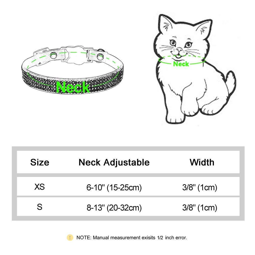 Soft Suede Leather Cat Collar Bling Rhinestone Cats Collars with Bell Safety Breakaway Pet  Necklace Adjustable XS S Pink