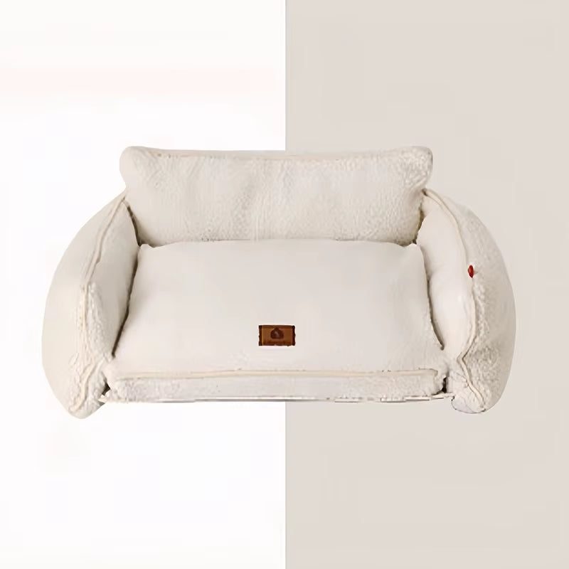 Berber Fleece Dog Bed – Thick, Ultra-Soft Sofa-Style Pet Bed for Cats & Small Dogs | Detachable & Washable with PP Cotton Filling