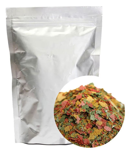 100g Colorful Tropical Fish Food – Nutritious 3-Color Flake Feed for Goldfish & Small Aquarium Fish