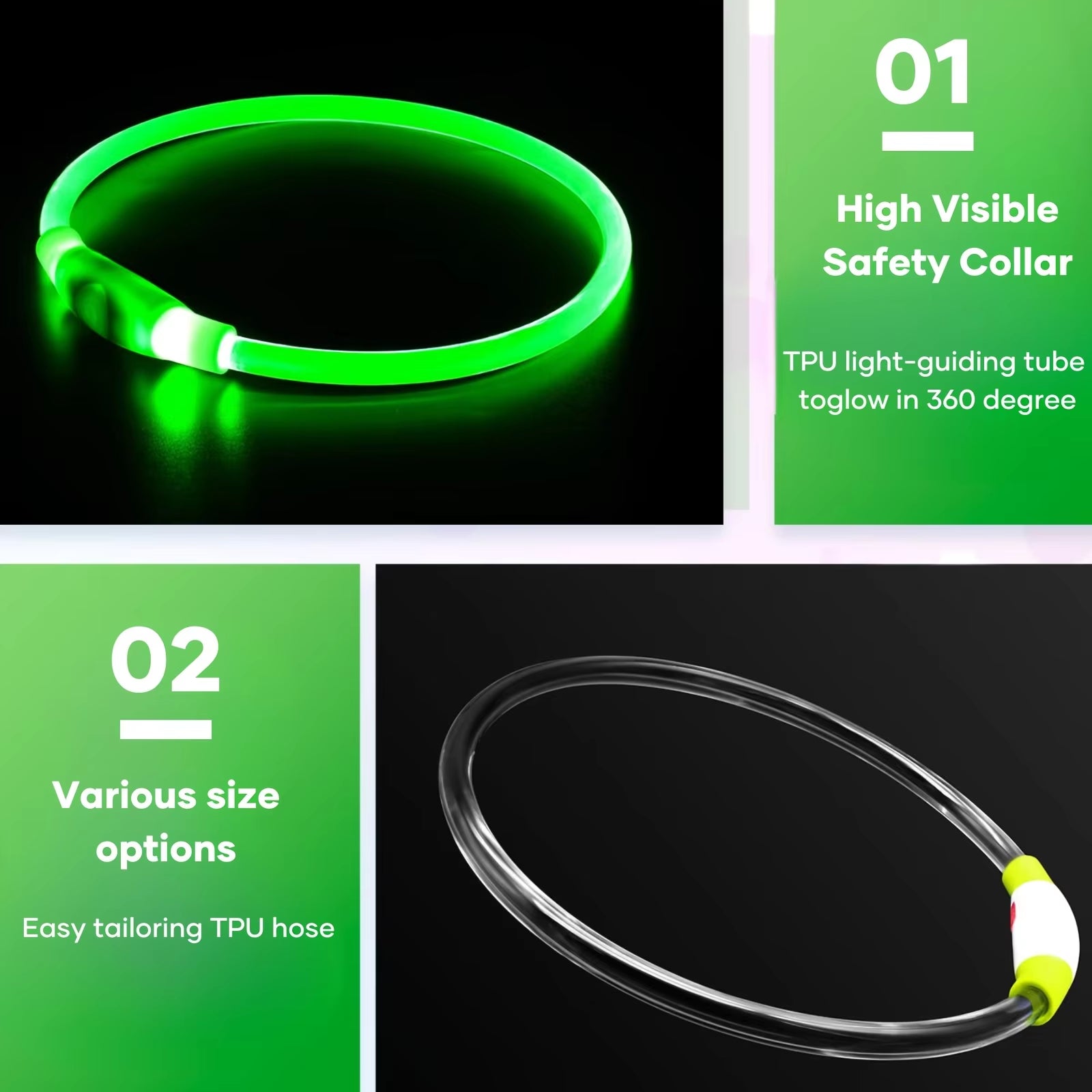LED Light-Up Dog Collar – USB Rechargeable, Glow-in-the-Dark, Anti-Lost Safety Necklace for Pets