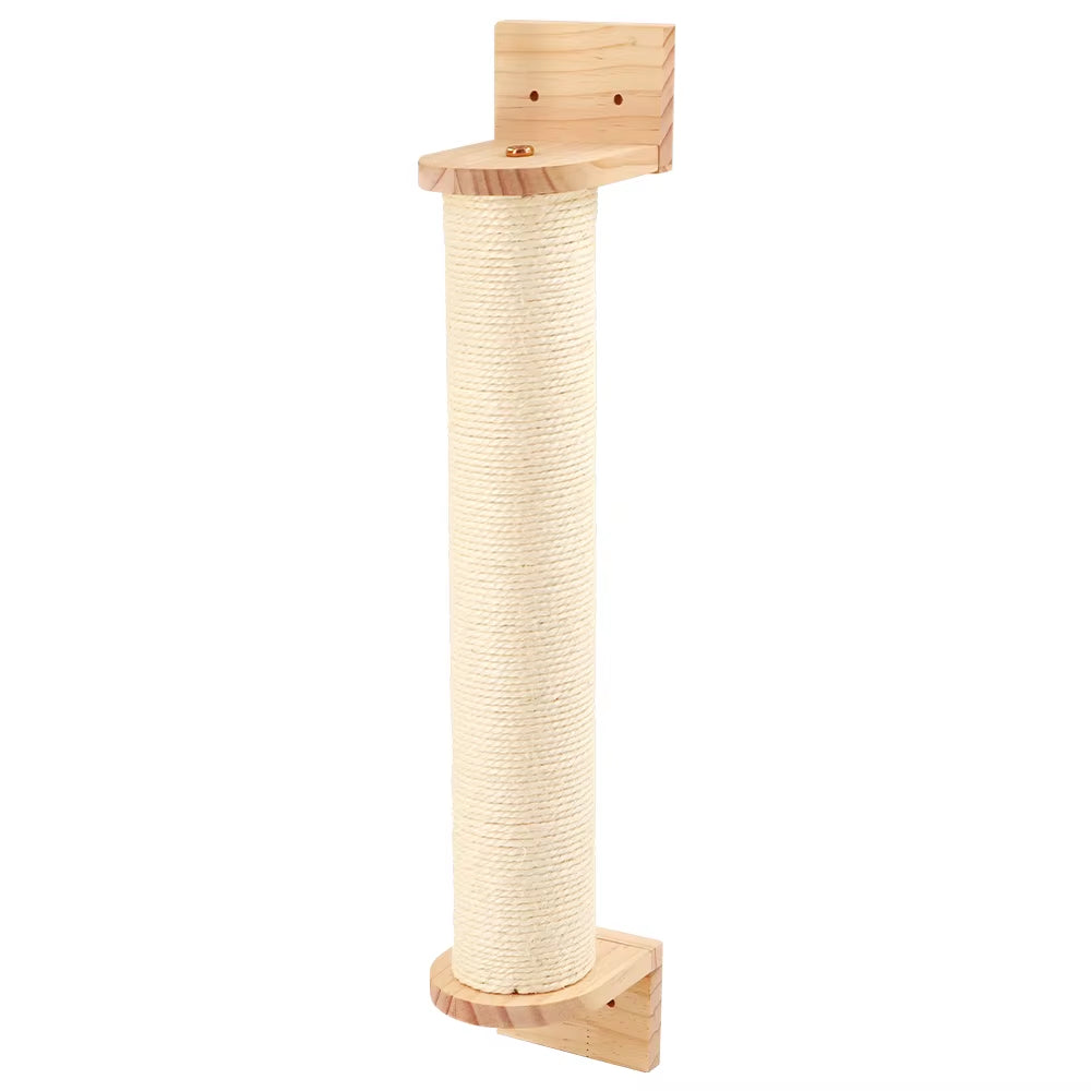 Wall-Mounted Cat Tree Set – Wooden Cat Shelves with Scratching Post, Hammock, Rope Ladder & Jumping Platform for Indoor Cats