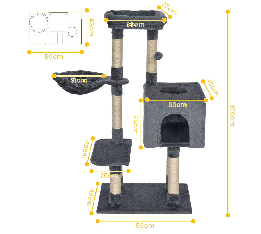 Large Cat Tree for Indoor -Tall Tower for Cats -Multi-Level Plush with Scratching Post 